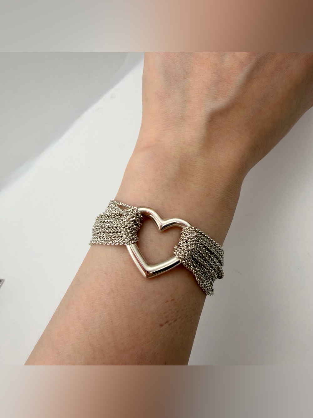 Tiffany & Co. 7” multi strand heart bracelet in sterling silver